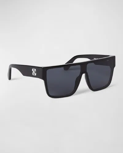 Off-white Men's Syracuse Acetate Shield Sunglasses In 1007 Black Dark Grey