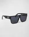 Off-white Men's Syracuse Acetate Shield Sunglasses In Black