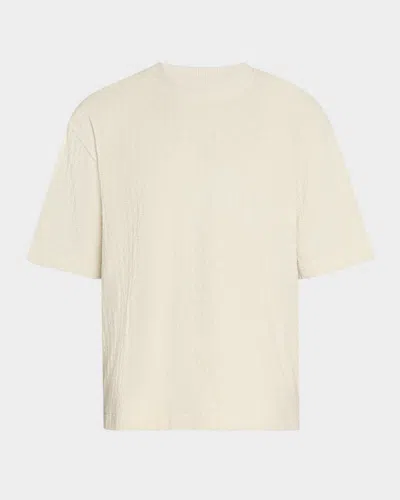 Off-white Men's Terry Allover-logo Skate T-shirt In Cream - Cream