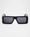 Off-white Leonardo Square-frame Sunglasses In 11007black Dark Grey