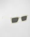 Off-white Arthur Rectangular Frame Sunglasses In White Dark Grey