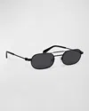 Off-white Men's Vaiden Metal Oval Sunglasses In Black Dark Grey