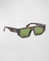 Off-white Men's Vancouver Acetate Rectangle Sunglasses In 6055 Havana Green