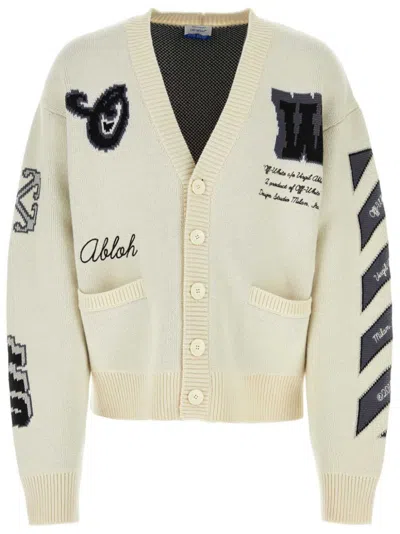 Off-white Kids' Off White Men Varsity Cardigan In Neutral