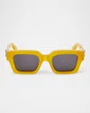 Off-white Men's Virgil Acetate Square Sunglasses In 41807yellow Dark Grey
