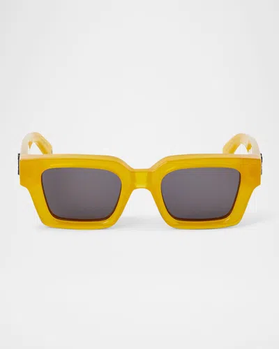 Off-white Men's Virgil Acetate Square Sunglasses In 41807yellow Dark Grey