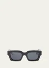 Off-white Men's Virgil Arrows Acetate Square Sunglasses In Black Dark