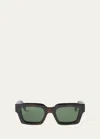 Off-white Men's Virgil Arrows Acetate Square Sunglasses In Havana Green