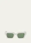Off-white Men's Virgil Arrows Acetate Square Sunglasses In White Green