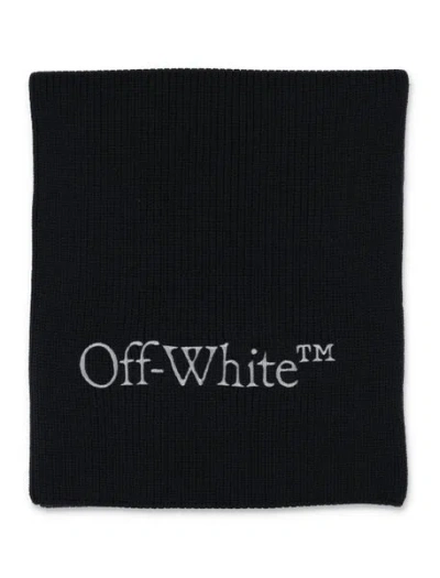 Off-white Bookish Logo-knit Scarf In Black