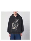 Off-white Black Washed Sweatshirt With Logo Print Men In Black