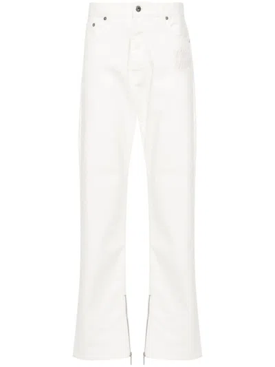 Off-white Optical White Stretch-cotton Raw Denim Straight Leg Jeans For Men