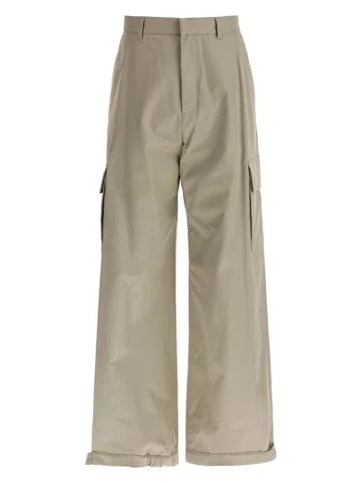 Off-white Men's Wide-legged Cargo Pants With Ample Leg In Beige