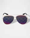 Off-white Men's Winner Arrow-lens Metal Aviator Sunglasses