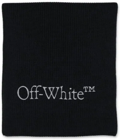 Off-white Men's Wool Scarf With Logo Embroidery In Black