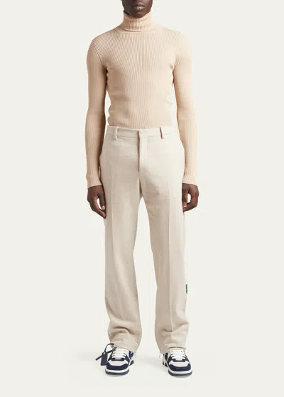 Off-white Men's Wool Slim-straight Trousers In Neutral