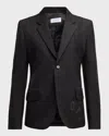 Off-white Virgin Wool Formal Vars Blazer With Logo Patch In Black