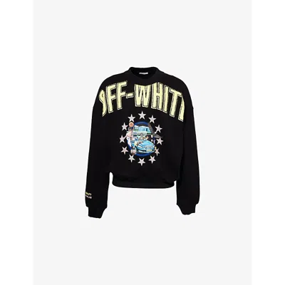 Off-white Mens Black Light Fresco Star-print Oversized Cotton-jersey Sweatshirt
