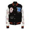 Off-white Black Wizard Leather Wool Varsity Jacket