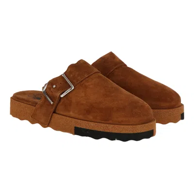 Off-white Comfort Suede Slippers In Brown