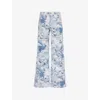 Off-white Mens Serenity Fresco Tapestry Graphic-print Wide-leg Mid-rise Woven-blend Trousers In Serenity