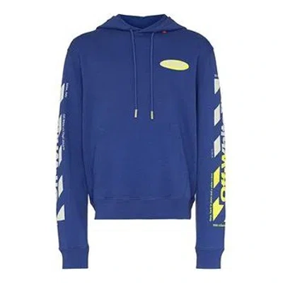 Off-white Mens Ss19 Spilt Logo Slim Hoody Blue