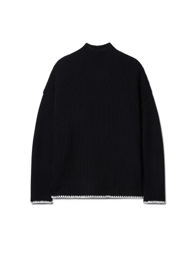 Off-white Merino Wo Trim Arrow Turtlen In Black