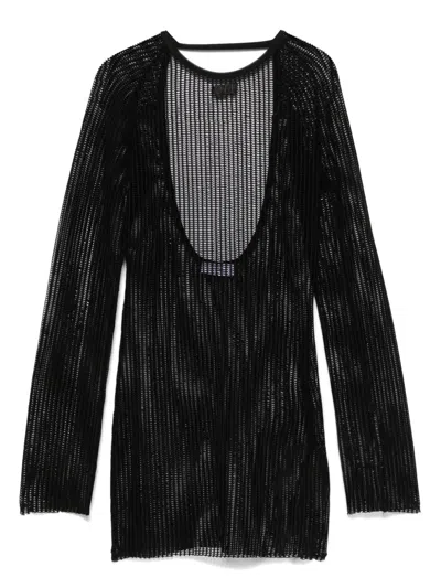 Off-white Mesh Beach Top In Black