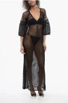 Off-white Mesh Kaftan Dress With Logoed Band