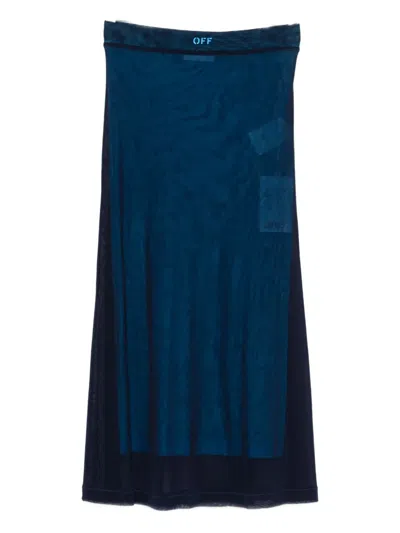 Off-white Mesh Midi Skirt In Blue