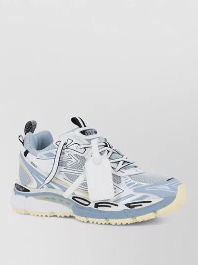 Off-white Mesh Sneakers Round Toe Rubber Sole Pull Tab In Blue