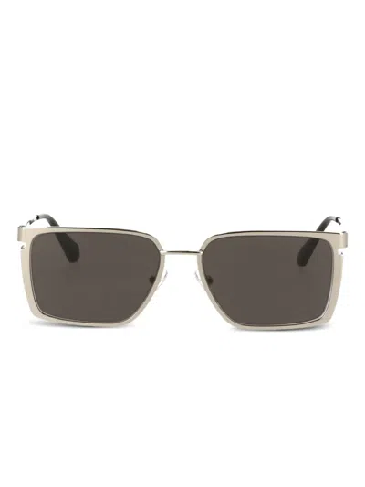 OFF-WHITE METALLIC-EFFECT RECTANGLE-FRAME SUNGLASSES