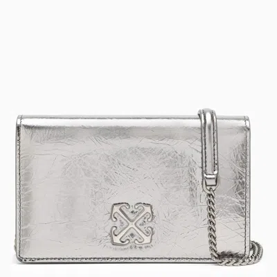 Off-white Metallic Effect Shoulder Clutch With Arrows Logo And Silver-tone Hardware For Women