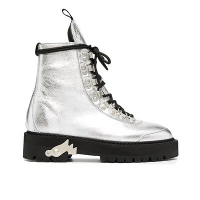 Off-white Off White Metallic Finish Ankle Boots Women