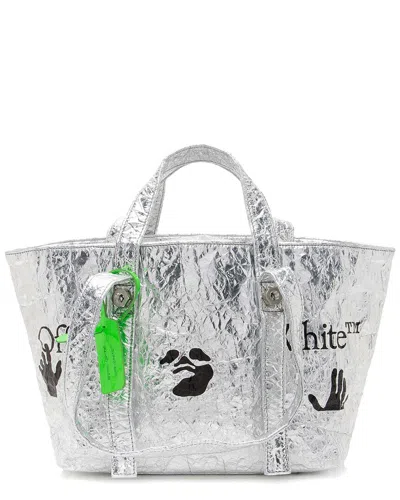 Off-white ™ Metallic Leather Commercial Hand Off Tote (authentic Pre-loved)