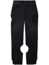 Off-white Meteor Cut-out Straight-leg Jeans In Black