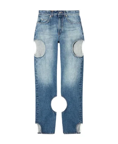 OFF-WHITE OFF WHITE CUT-OUT HIGH-RISE JEANS