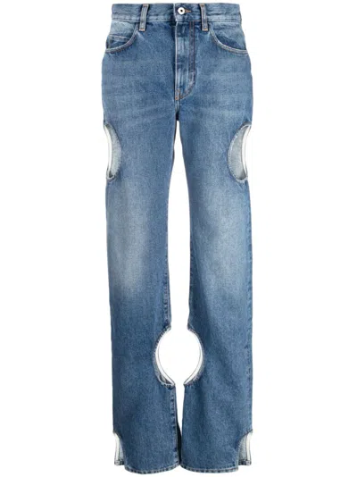 Off-white Meteor Hole-detail Jeans In Blue