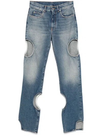 Off-white Meteor Cut-out Straight-leg Jeans In Vintage Bl