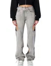 Off-white Cut-out Denim Trousers Featuring Belt Loops In Gray