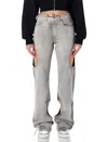 Off-white Cut-out Denim Trousers Featuring Belt Loops In Gray