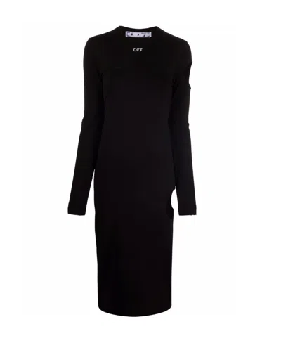 Off-white Meteor Logo Knitted Dress In Black