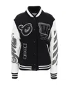 Off-white College Wool-blend Varsity Jacket In Black