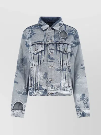 OFF-WHITE DENIM METEOR CUTOUT JACKET