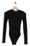 Off-white Meteor Rib Long Sleeve Bodysuit In Black