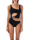 Off-white Meteor Swimsuit In Black For Women With Asymmetric Neckline And Cut-out Details In Black