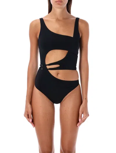 Off-white Meteor Swimsuit In Black For Women With Asymmetric Neckline And Cut-out Details