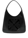 Off-white Metropolitan Leather Hobo Bag In Black/black