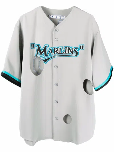 Off-white Miami Marlins Cut-out Shirt In Grey