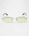 Off-white Miami Metal Oval Sunglasses In 7652 Gold Gradient Green